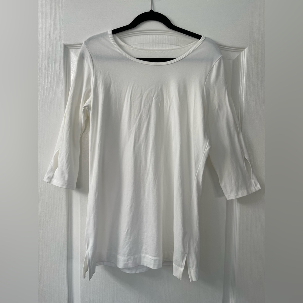 D & Co (Denim & Company) Open Arm White Top